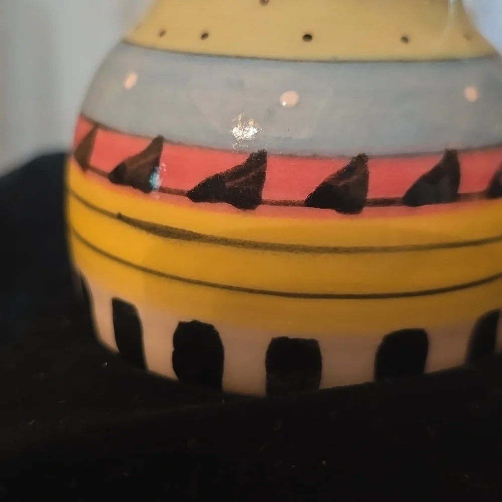 KMM Art‎ Pottery Colorful Taper Candlestick Holders Signed Whimsical